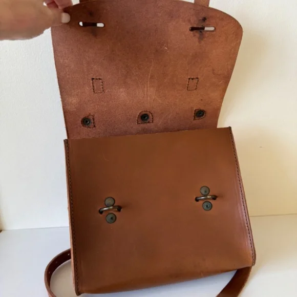Love 41 Leather Brown Satchel Crossbody Bag Handmade Rustic Purse Rustic - Picture 14 of 15